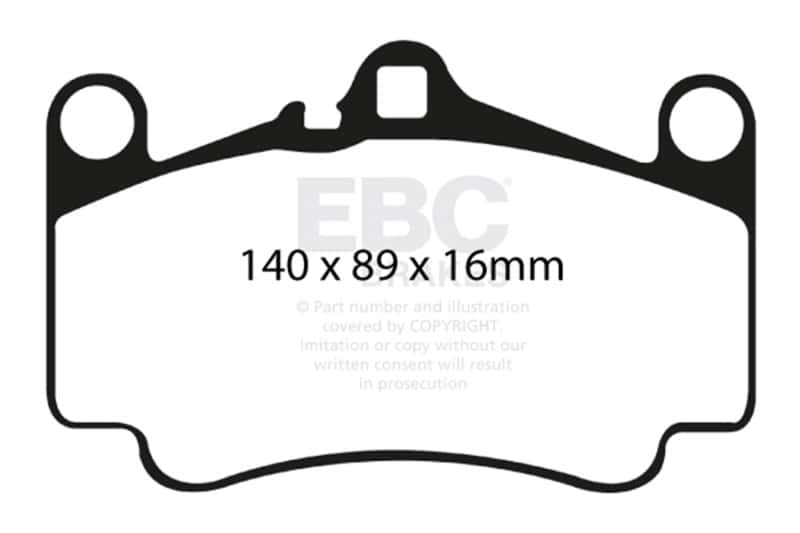 EBC — EBC 03-05 Porsche 911 (996) (Cast Iron Rotor only) 3.6 Carrera 4S Yellowstuff Front Brake Pads
Disc Brake Pad - view 1