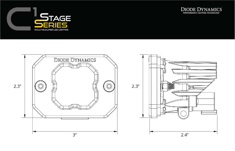 Diode Dynamics — Diode Dynamics Stage Series C1 LED Pod - Yellow SAE Fog Flush ABL Each - view 6