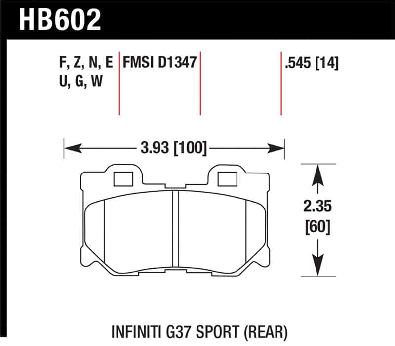 Hawk Performance — Hawk Infiniti G37 Sport HP+ Street Rear Brake Pads
Disc Brake Pad - view 1