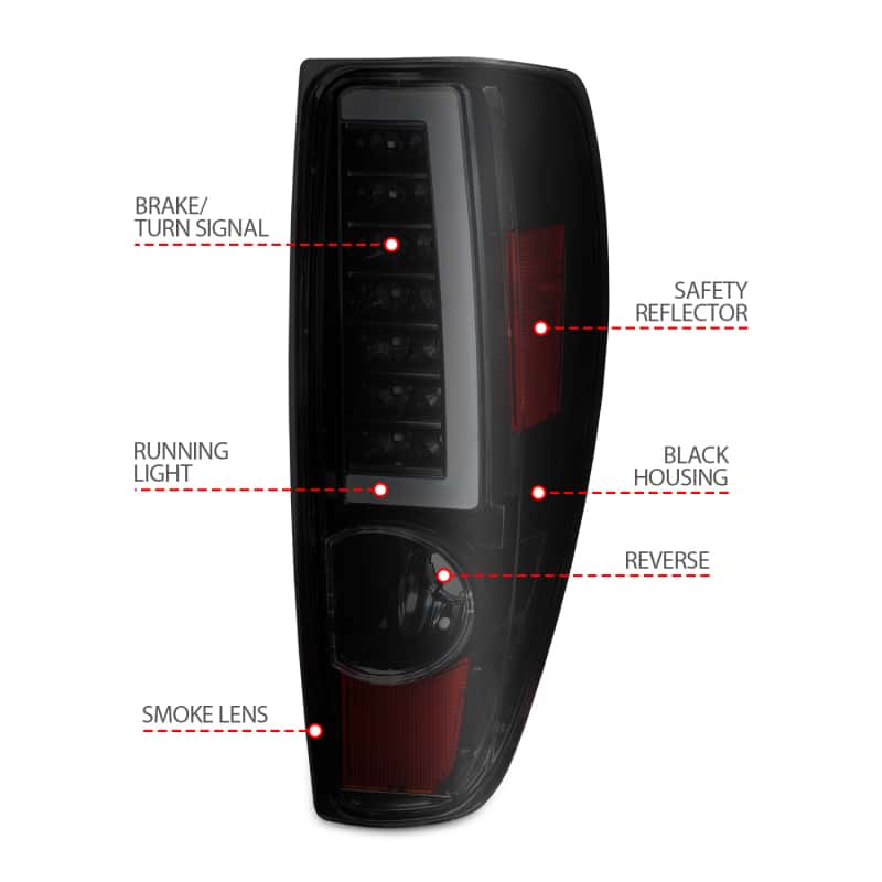 ANZO — ANZO 2004-2012 Chevrolet Colorado/ GMC Canyon LED Tail Lights w/ Light Bar Black Housing Smoke Lens
Tail Light Set - view 7