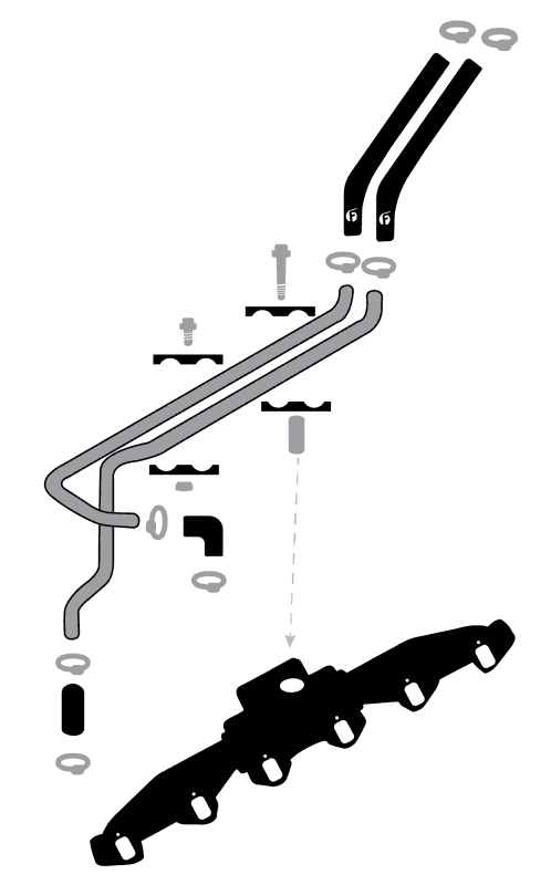 Fleece Performance — Fleece Performance 89-98 Dodge 2500/3500 5.9L 12V Cummins Replacement Heater Core Line Kit
Heater Line - view 4