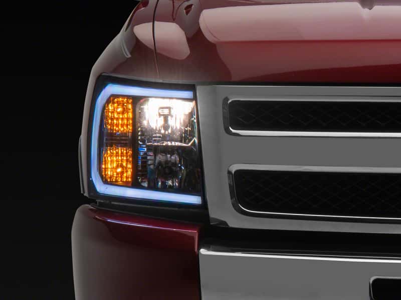 Raxiom — Raxiom 07-13 Chevrolet Silverado 1500 Axial Headlights w/ SEQL LED Bar- Blk Housing (Clear Lens)
Headlights - view 1