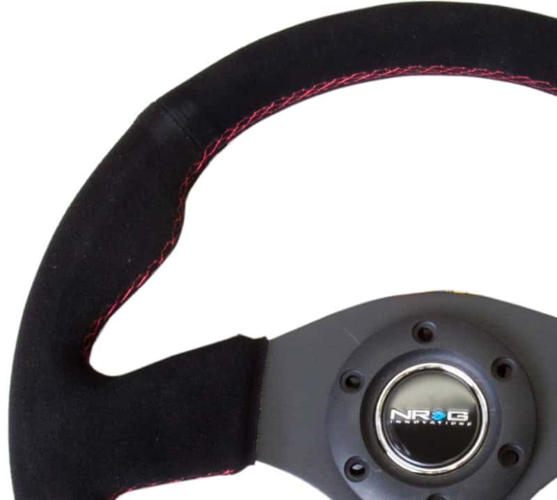 NRG — NRG Reinforced Steering Wheel (320mm) Suede w/Red Stitch - view 2