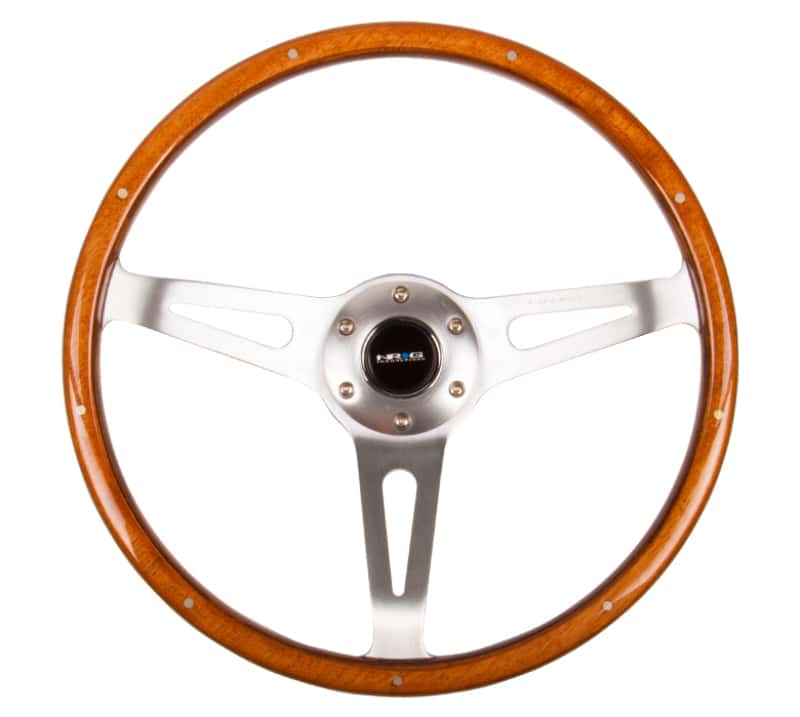 NRG — NRG Classic Wood Grain Steering Wheel (365mm) Wood w/Metal Accents & Polished Alum. 3-Spoke Center - view 1