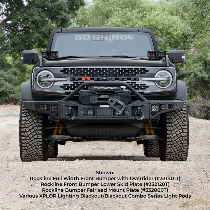 Go Rhino — Go Rhino 21-24 Ford Bronco (2 and 4 Door) Rockline Full Width Bumper w/ Overrider Bar
Rockline Bumper (F) - view 11
