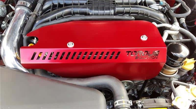 Torque Solution — Torque Solution Engine Pulley Cover 2015+ Subaru WRX/2014+ Forester XT - Red - view 3