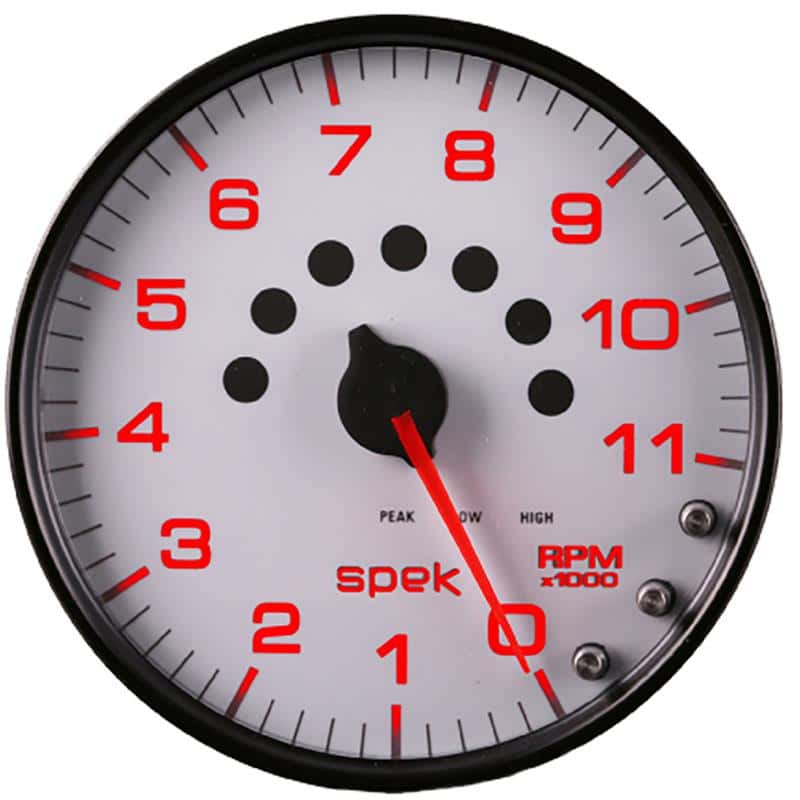 AutoMeter — Autometer Spek-Pro Gauge Tachometer 5in 11K Rpm W/Shift Light & Peak Mem White/Black
GA 5" 11KRPM WCB SPK - view 3