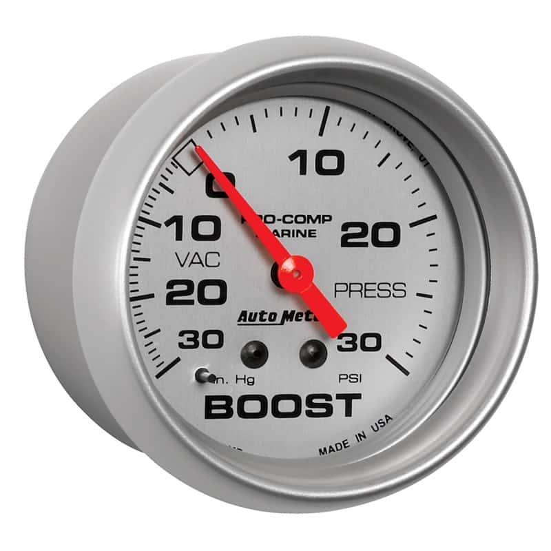 AutoMeter — AutoMeter Marine Vac/Boost Gauge 2 5/8in 30INHG 30PSI Mechanical- Silver
GA 2.6" BST 30 M MS - view 6