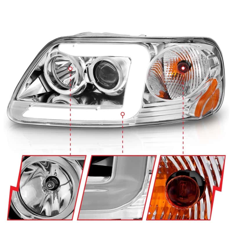 ANZO — ANZO 1997-2003 Ford F-150 Projector Headlights w/ Light Bar Chrome Housing
Head Light Set
HdLtSet - view 4