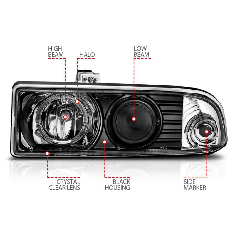 ANZO — ANZO 1998-2005 Chevrolet S-10 Projector Headlights w/ Halo Black
Head Light Set
HdLtSet - view 5
