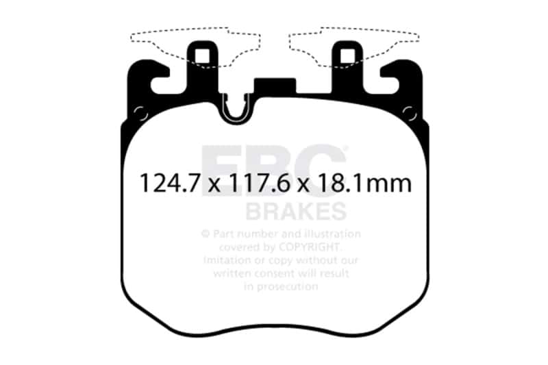 EBC — EBC 2019+ BMW X5 3.0T / 2020+ BMW X6 4.4TT M50 (G05/G06/G07) Redstuff Front Brake Pads
Disc Brake Pad - view 3