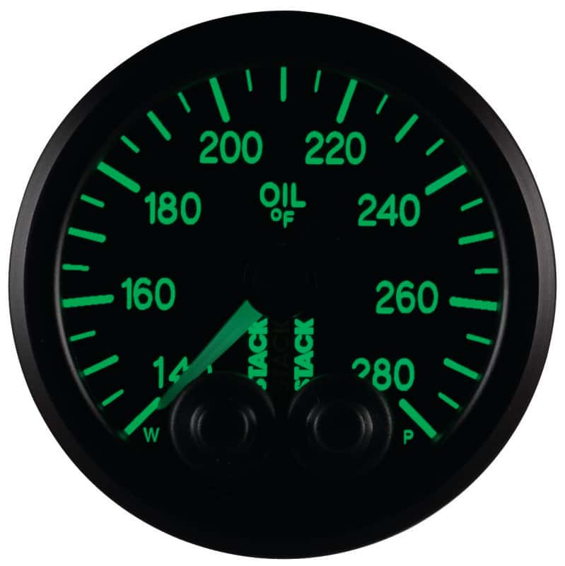 AutoMeter — Autometer Stack Instruments 52mm 140-280 Deg F 1/8in NPTF Male Pro Control Oil Temp Gauge - Black
Ga OilT PC Blk 280F - view 7