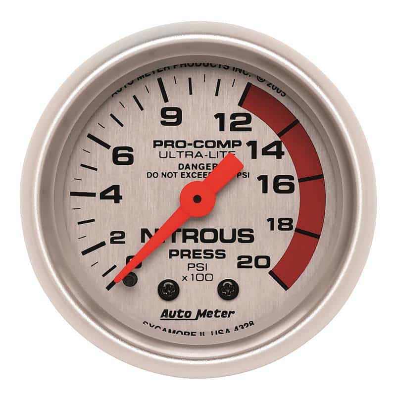 AutoMeter — Autometer Ultra-Lite 52mm 2000 PSI Mechanical Nitrous Pressure Gauge
2" NITROUS, 0-2000 P - view 2