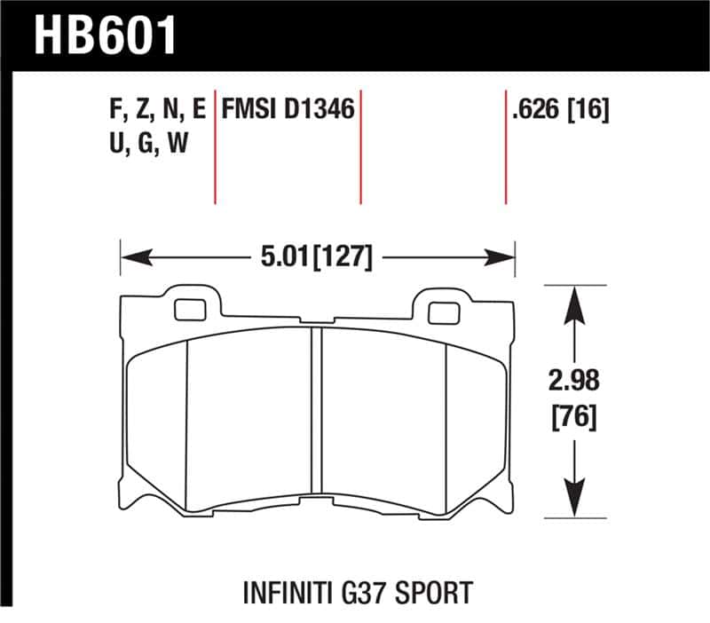 Hawk Performance — Hawk 09-12 Infiniti G37 Sport HPS Street Front Brake Pads
Disc Brake Pad - view 1