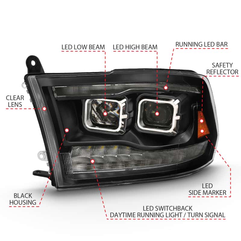 ANZO — ANZO 2009-2018 Dodge Ram 1500 Projector H.L. Switchback Chrome Amber
Head Light Set
HdLtSet - view 6