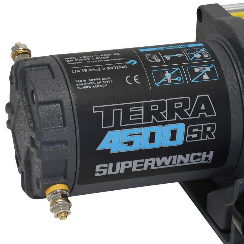 Superwinch — Superwinch 4500 LBS 12V DC 1/4in x 50ft Synthetic Rope Terra 4500SR Winch - Gray Wrinkle - view 18