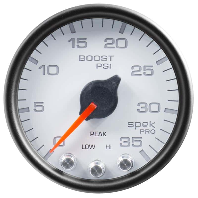 AutoMeter — Autometer Spek-Pro Gauge Boost 2 1/16in 35psi Stepper Motor W/Peak & Warn White/Black
GA 2" BST 35 WCB SPK - view 2