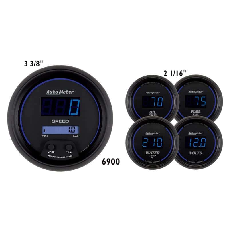 AutoMeter — Autometer Cobalt Digital 3-3/8in Programmable Electric Speedometer/ 2-1/16in Electric Oil Pressure
GA KIT 5PC DIG CBLT - view 2