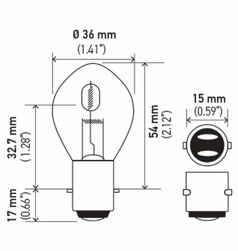 Hella — Hella Bulb 6235 12V 35/35W Ba20D B11 S2 Sb
6235SB Incan Bulb - view 5