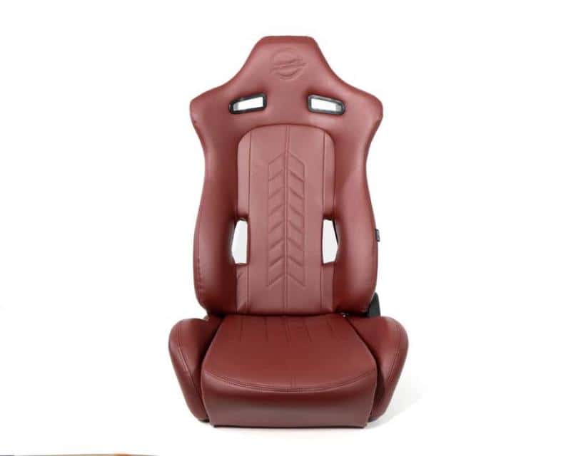 NRG — NRG Reclinable Sport Seats (Pair) The Arrow Maroon Vinyl w/ Pressed NRG logo w/ Maroon Stitch - view 4