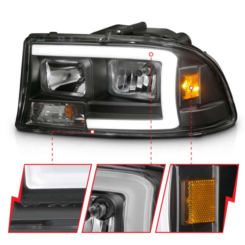 ANZO — ANZO 97-04 Dodge Dakota/Durango Crystal headlight Set w/ Light Bar Black Housing
Head Light Set
HdLtSet - view 9