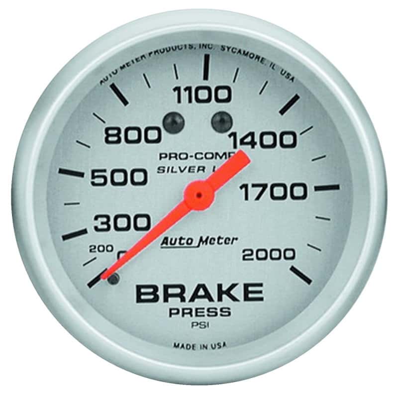 AutoMeter — AutoMeter Gauge Brake Press 2-5/8in. 2000PSI Liquid Filled Mech Ultra-Lite
2-5/8" BRAKE PRESS, - view 2