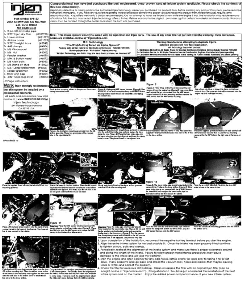 Injen — Injen 12-16 BMW 328i F30 N20/N26 2.0L (t) 4cyl Wrinkle Black Short Ram Intake w/ MR Tech & Air Box
Short Ram Intake
Air Intake Kit - view 4