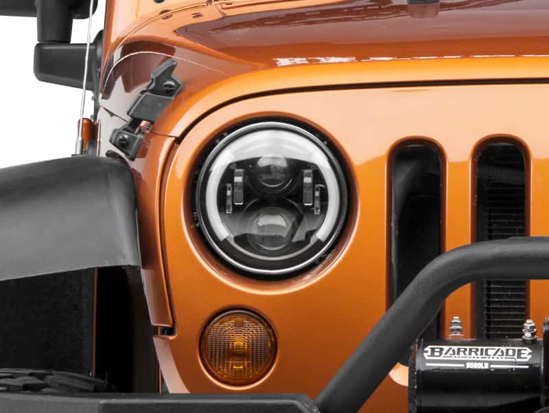 Raxiom — Raxiom 97-18 Jeep Wrangler TJ & JK 6-LED Headlights w/ Partial Halo- Blk Housing (Clear Lens)
Headlights - view 1