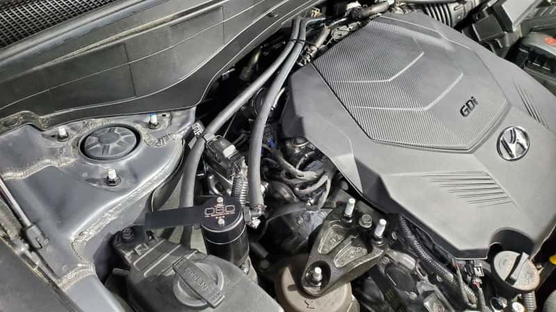 J&L — J&L 20-25 Hyundai Palisade / Kia Telluride 3.8L Oil Separator 3.0 Passenger Side - Black Anodize
Oil Separator - view 2