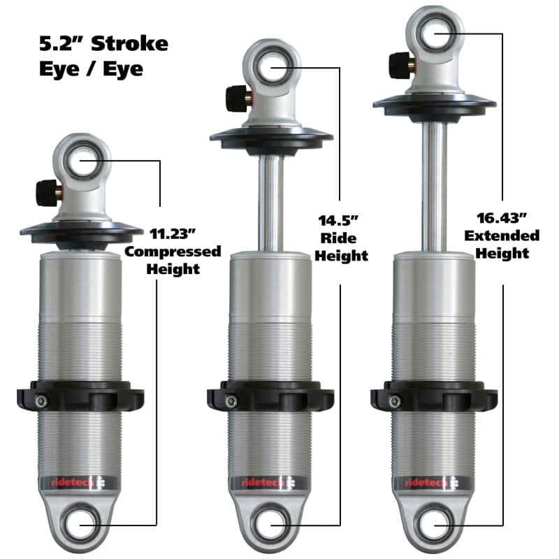 Ridetech — Ridetech HQ Series CoilOver Shock 5.2in Travel 2.5in Coil Eye/Eye Mounting 11.225inx16.425in
HQ CO 5.2" 1.7" Eye - view 1