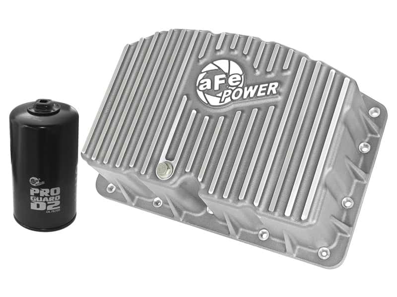 aFe — aFe Street Series Engine Oil Pan Raw w/ Machined Fins; 11-17 Ford Powerstroke V8-6.7L (td)
Engine Oil Pan - view 1