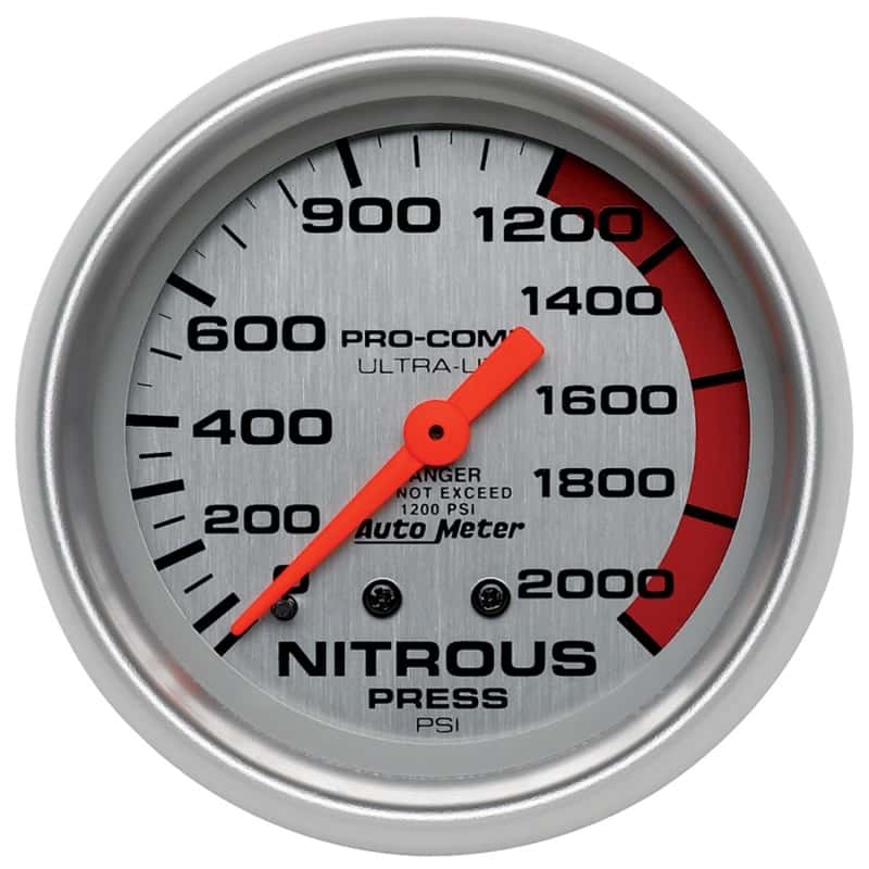 AutoMeter — AutoMeter Gauge Nitrous Pressure 2-5/8in. 2000PSI Mechanical Ultra-Lite
2-5/8" NITROUS, 0-20 - view 2