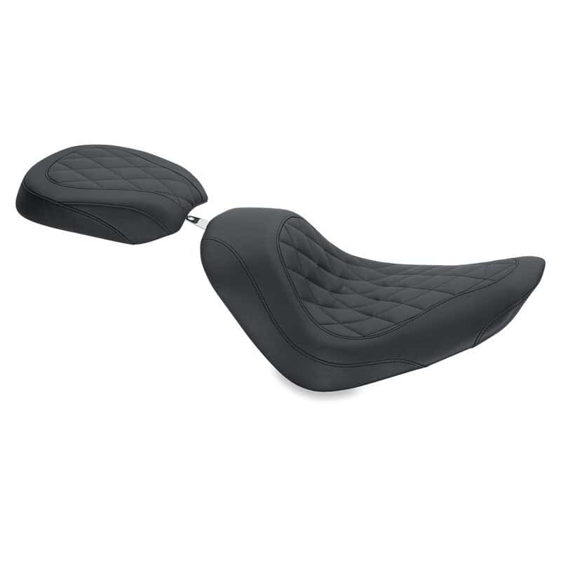 Mustang Motorcycle — Mustang 06-17 Harley Softail Wide Tire (200mm) Wide Tripper Passenger Seat Diamond Stitch - Black - view 1
