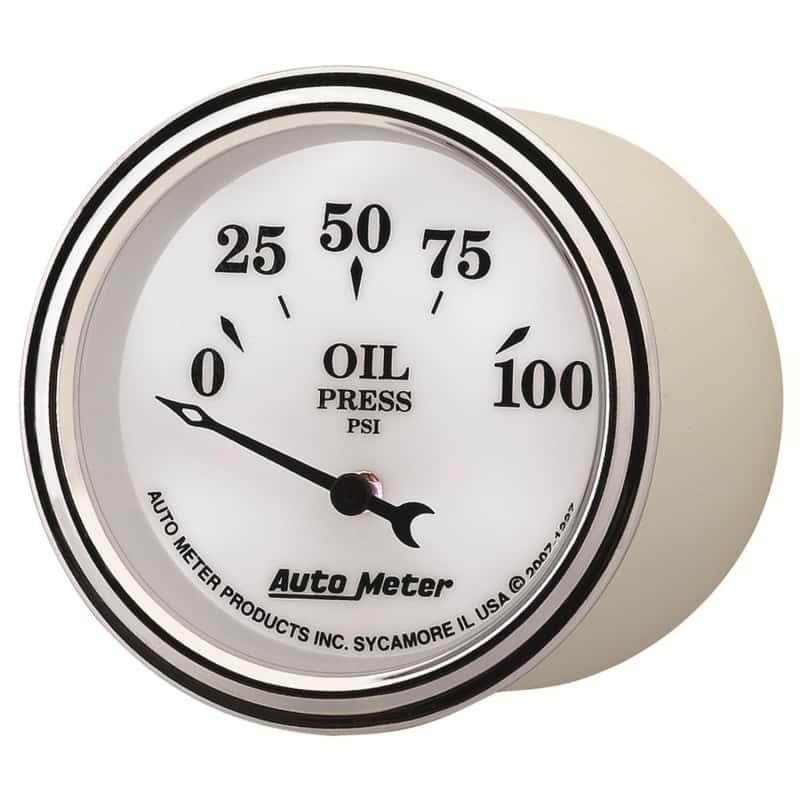 AutoMeter — AutoMeter Gauge Oil Press 2-1/16in. 100PSI Elec Old Tyme White II
2-1/16" OIL PRESS, 0 - view 8