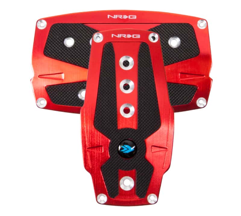 NRG — NRG Brushed Aluminum Sport Pedal A/T - Red w/Black Rubber Inserts - view 2