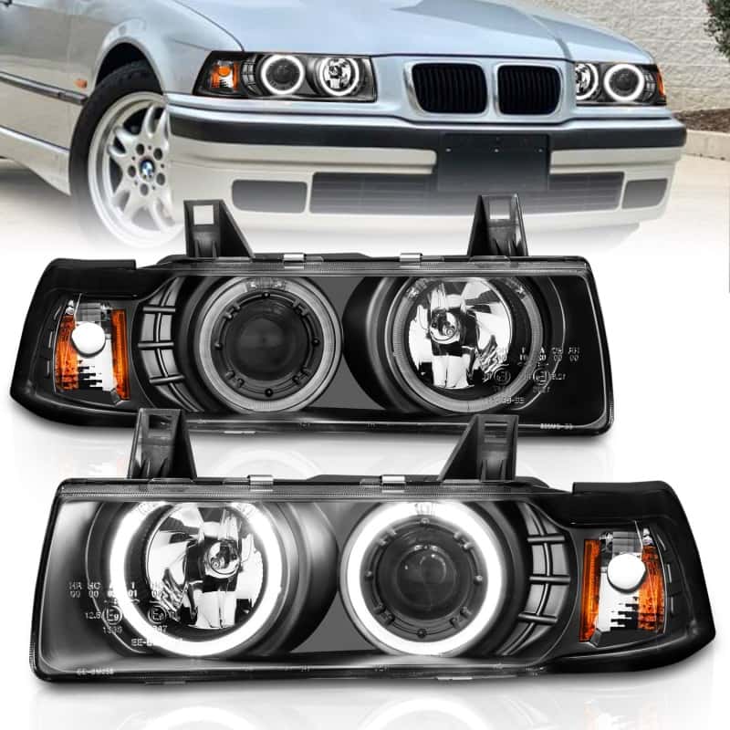 ANZO — ANZO 1992-1998 BMW 3 Series E36 Projector Headlights w/ Halo Black G2 1 pc
Head Light Set
HdLtSet - view 2