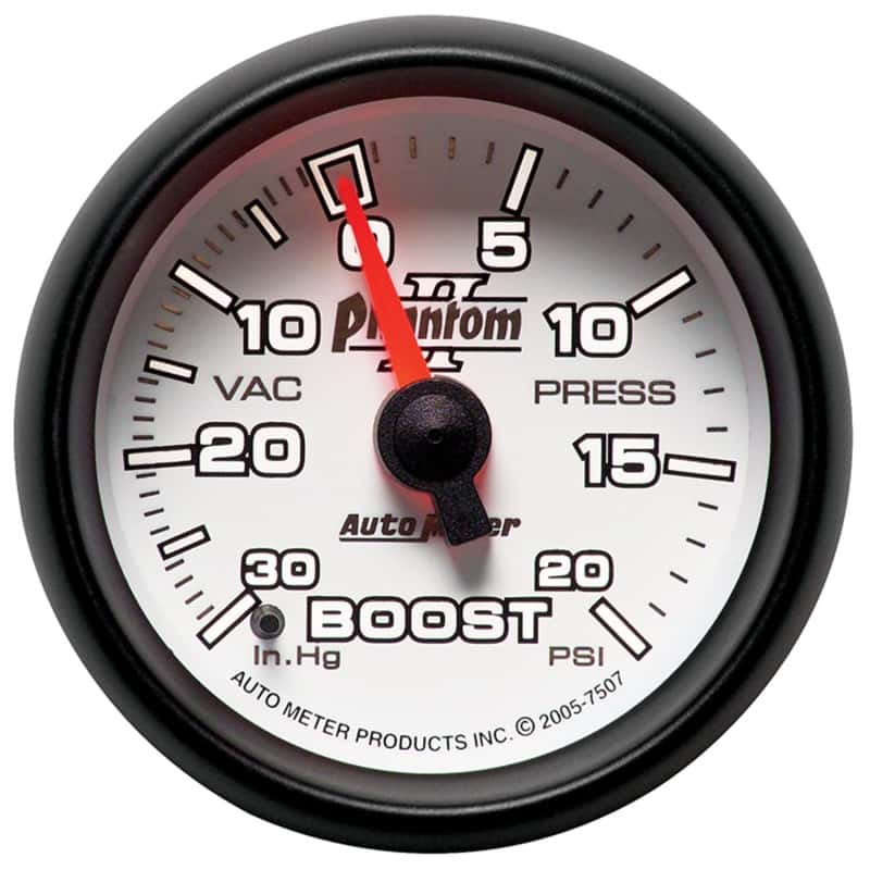 AutoMeter — Autometer Phantom II 52.4mm Mechanical Vacuum / Boost Gauge 30 In. HG/20 PSI
2-1/16" BOOST-VAC, 3 - view 3