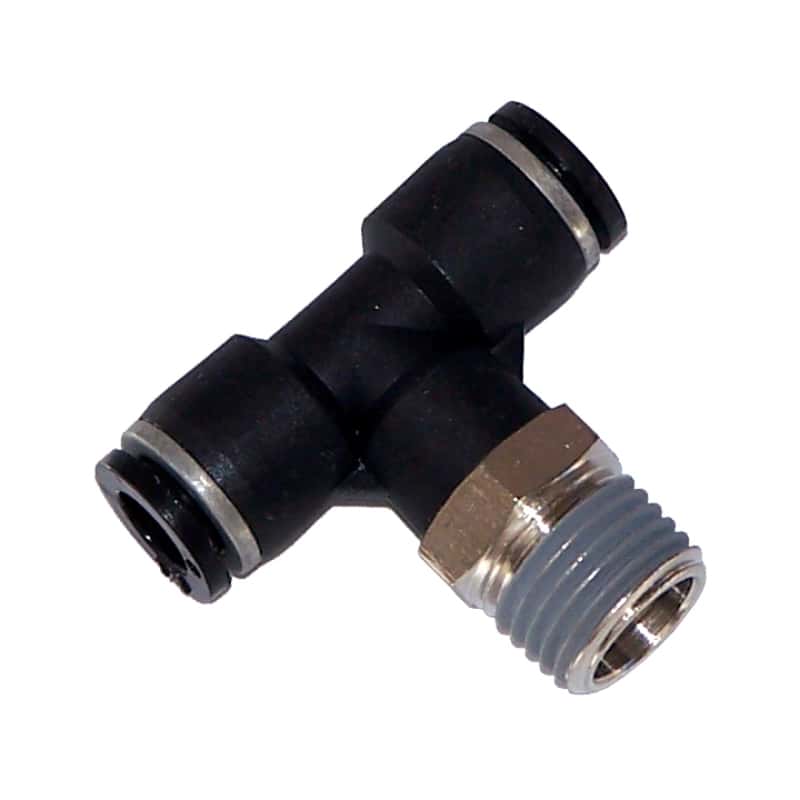 Kleinn Air Horns — Kleinn 1/4In OD Tubing 1/4In M NPT T Push-to-Connect Fitting
Branch PTC Fitting - view 1