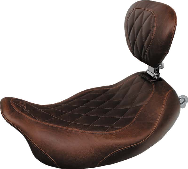 Mustang Motorcycle — Mustang 97-07 Harley Rd King,06-07 Str Glide,00-05 Eagle Tripper Solo Seat Diamond Stitch - Brown - view 2