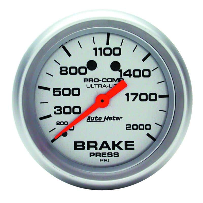 AutoMeter — AutoMeter Gauge Brake Pressure 2-5/8in. 2000PSI Mechanical Ultra-Lite
2-5/8" BRAKE PRESS, - view 1