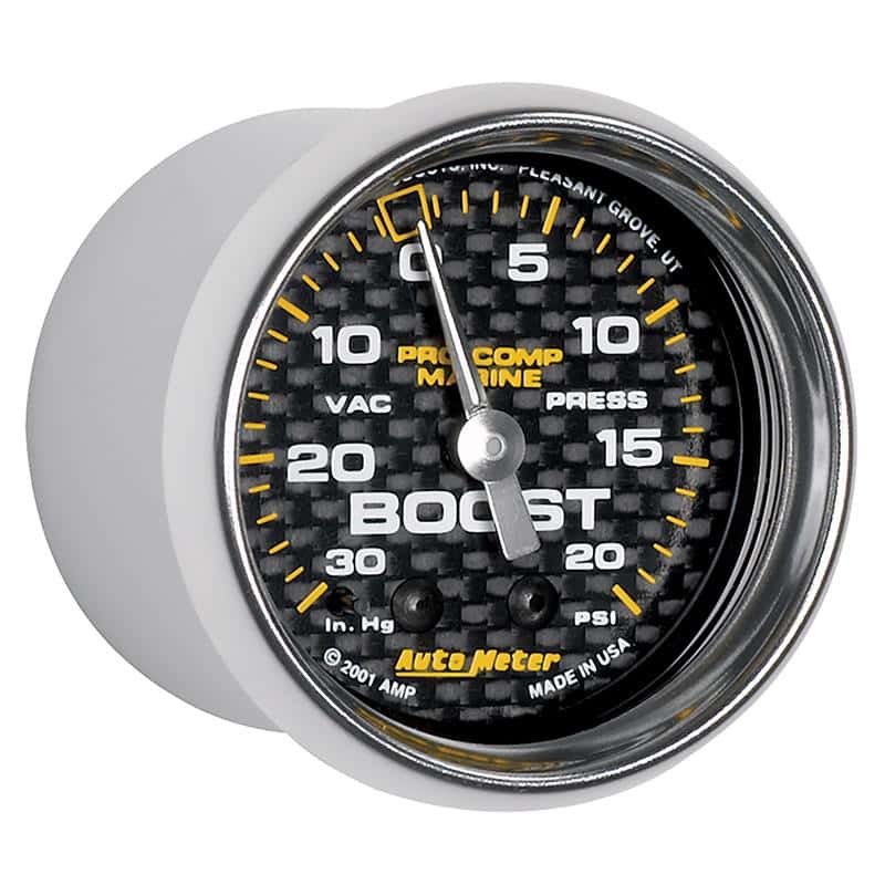 AutoMeter — Autometer Marine Carbon Fiber 2-1/16in 30INHG/20PSI Mechanical Vacuum/Boost Gauge
GA 2" BST 20 M MCF - view 4