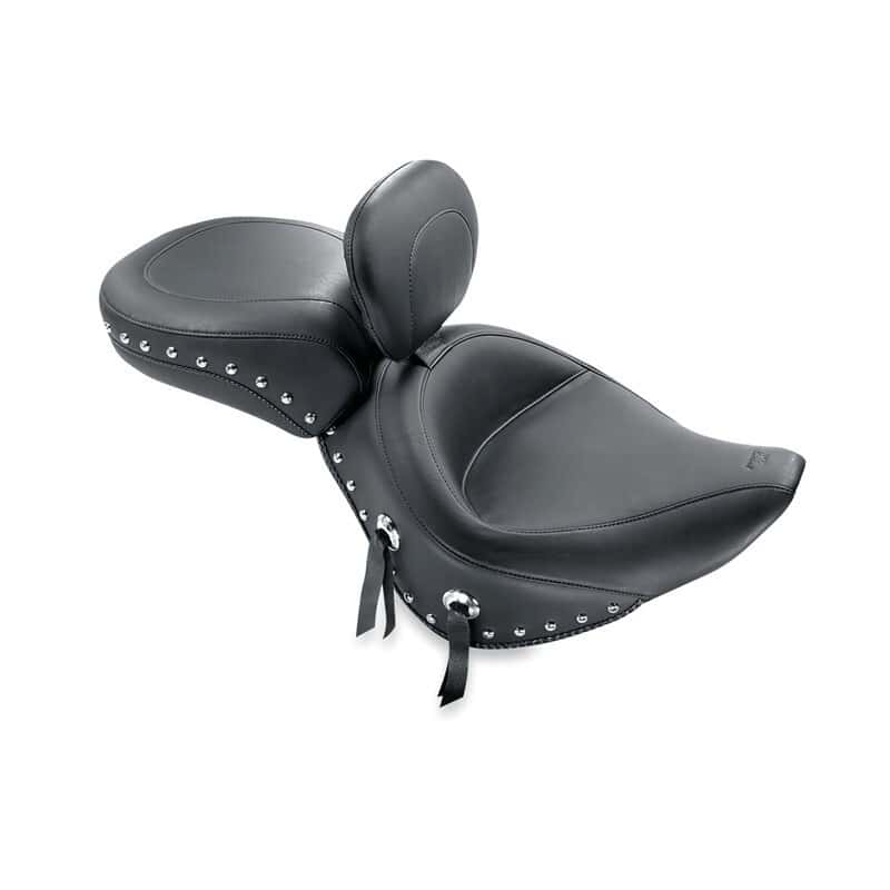 Mustang Motorcycle — Mustang 00-15 Harley Softail Std Rear Tire Wide Touring Solo Seat w/Driver Backrest w/Studs - Black - view 1