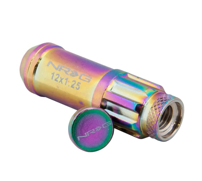 NRG — NRG 700 Series M12 X 1.5 Steel Lug Nut w/Dust Cap Cover Set 21 Pc w/Locks & Lock Socket - Neochrome - view 3