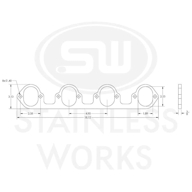 Stainless Works — Stainless Works Big Block Ford Flat Tall Oval Port Header 304SS Exhaust Flanges 2-1/4in Primaries
Header Flange
HFBBF1225
 - view 5