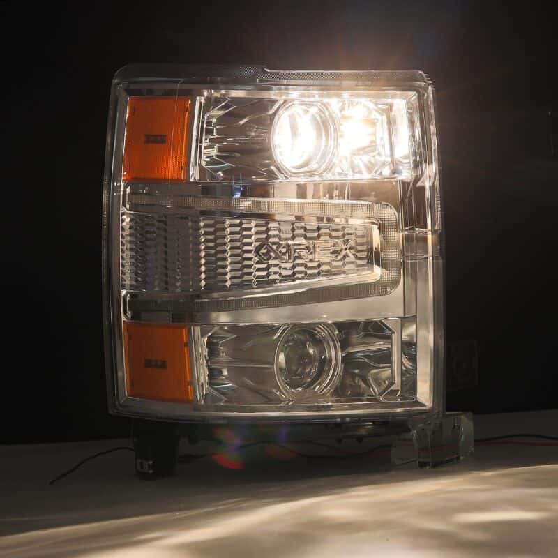 AlphaRex — AlphaRex 14-15 Chevy 1500 PRO-Series Projector Headlights Chrome w/Sequential Signal &  DRL
Projector Headlights - view 3