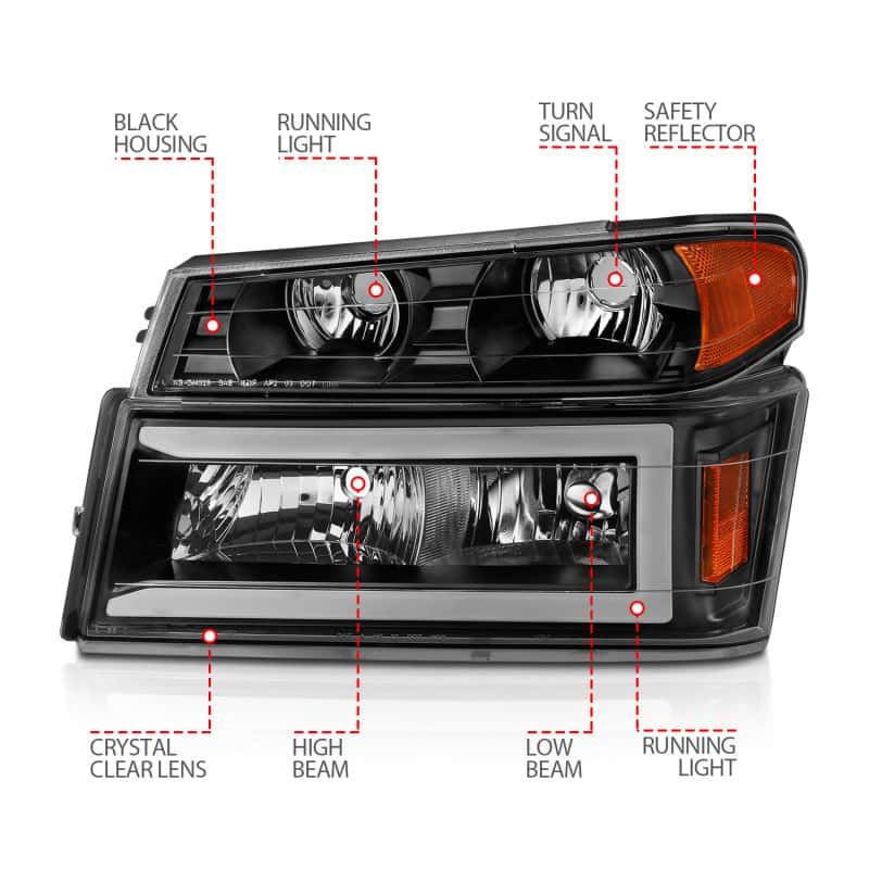 ANZO — ANZO 04-12 GM Colorado/Canyon/I-Series Crystal Headlights - w/ Light Bar Black Housing 4pcs
Head Light Set
HdLtSet - view 10
