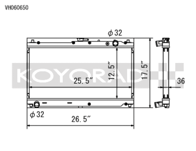 Koyo — Koyo 99-05 Mazda MX-5 Miata 1.8L (MT) Radiator
Racing Radiator - view 1