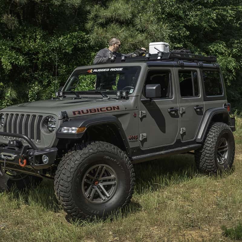 Rugged Ridge — Rugged Ridge Roof Rack with Basket 18-20 Jeep Wrangler JL 4Dr Hardtops
OFFROAD_EXTERIOR - view 4