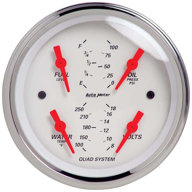 AutoMeter — Autometer Arctic White 3-3/8in Quad Gauge 100 PSI/100-250 Deg F / 8-18V / 240-33 Ohm
GA 3.4" QD 240-33 AW - view 2