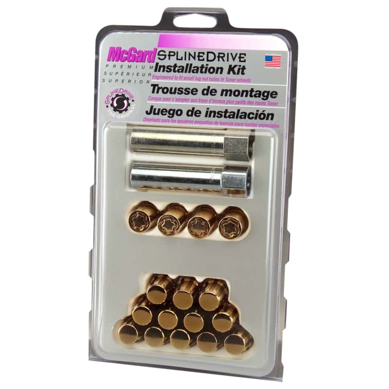McGard — McGard SplineDrive Tuner 4 Lug Install Kit w/Locks & Tool (Cone) M12x1.5 / 13/16 Hex - Gold (CS) - view 3